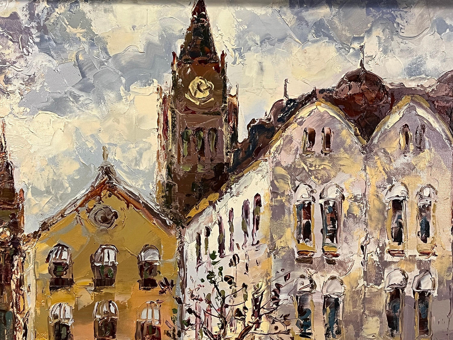 E Henderson Original impressionist street scene oil painting on canvas