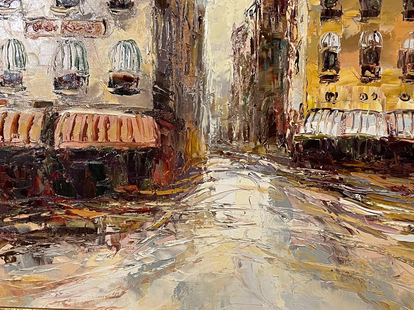 E Henderson Original impressionist street scene oil painting on canvas