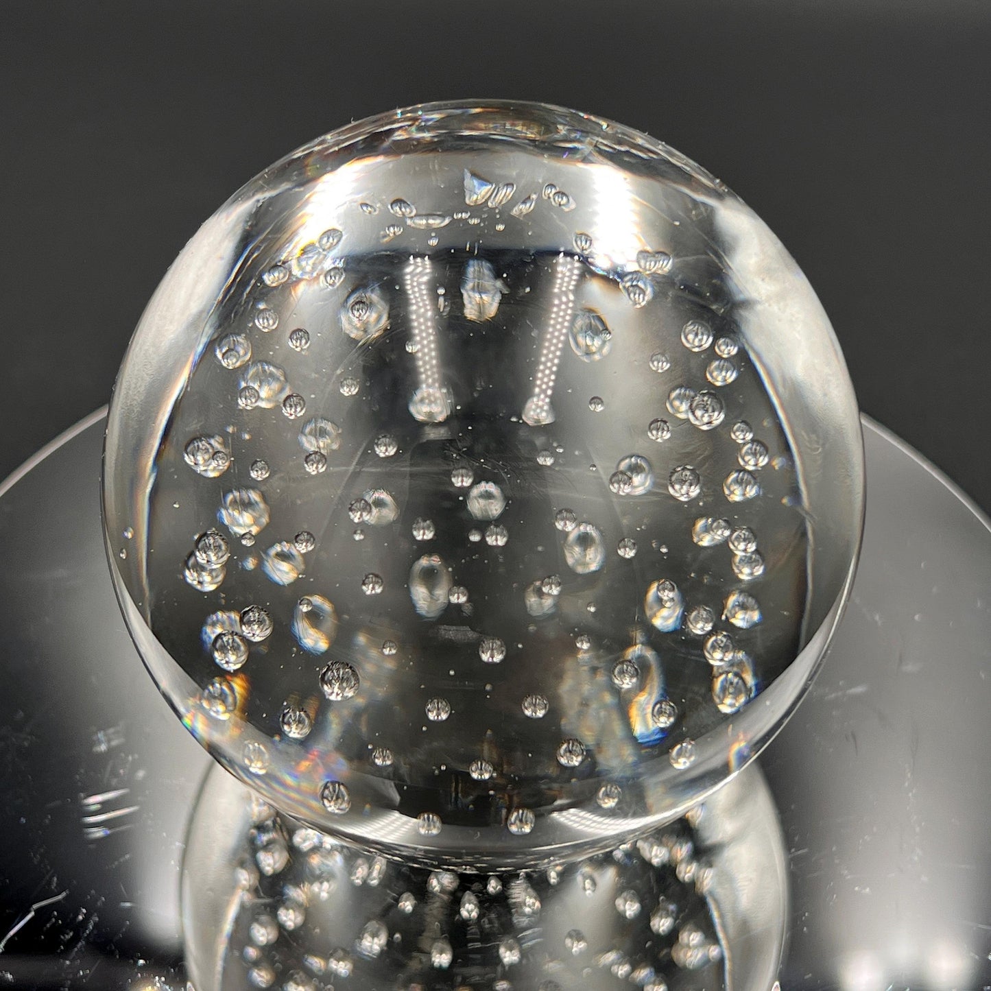 Vintage Bubble Paperweight: Clear Glass Mid-Century Accent