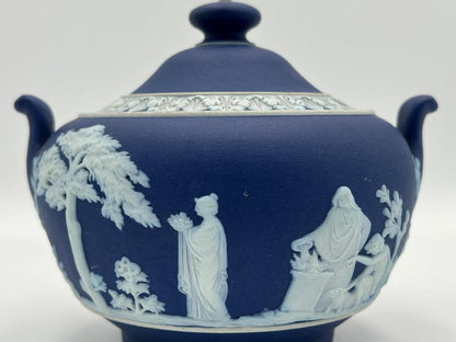 Navy Jasperware Sugar Bowl & Creamer: Antique Wedgwood Tea Set