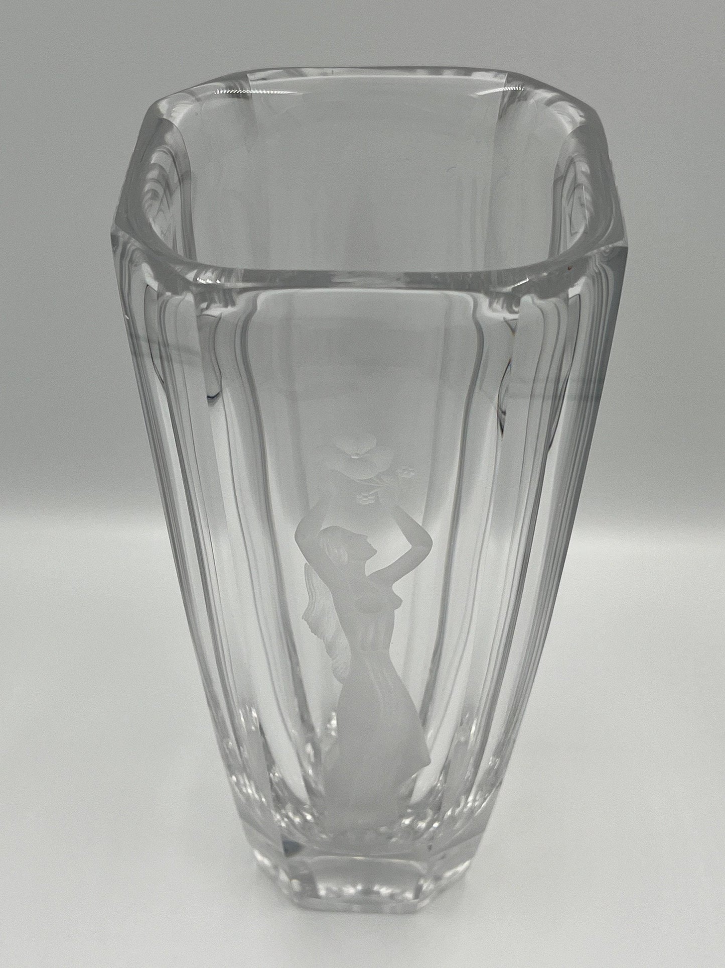 Sven Palmqvist Vase: Nude Woman with Flower, Swedish Art Glass