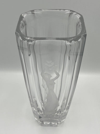 Sven Palmqvist Vase: Nude Woman with Flower, Swedish Art Glass