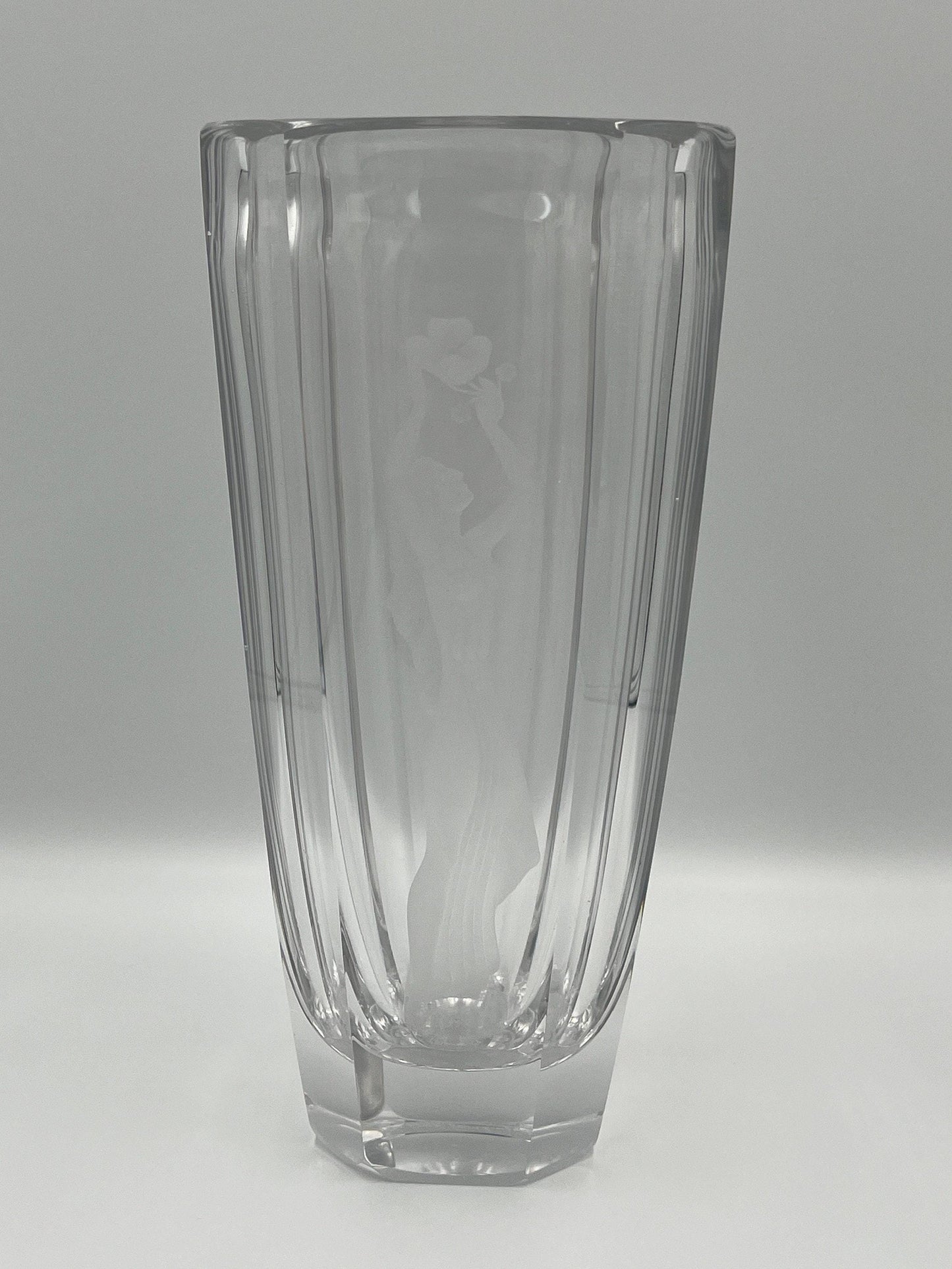 Sven Palmqvist Vase: Nude Woman with Flower, Swedish Art Glass