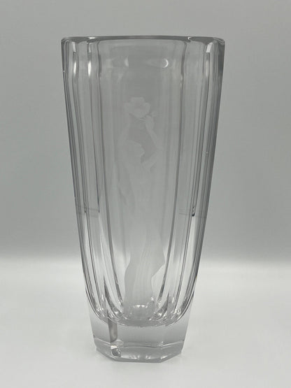 Sven Palmqvist Vase: Nude Woman with Flower, Swedish Art Glass