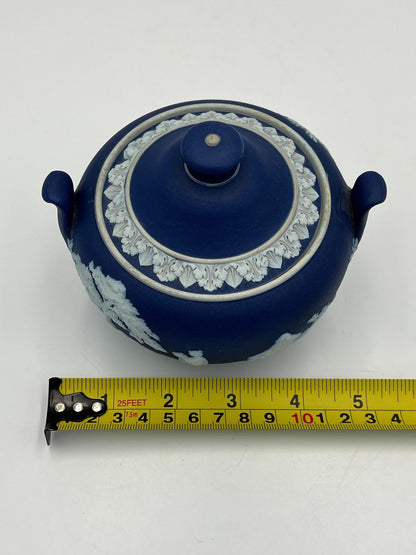 Navy Jasperware Sugar Bowl & Creamer: Antique Wedgwood Tea Set