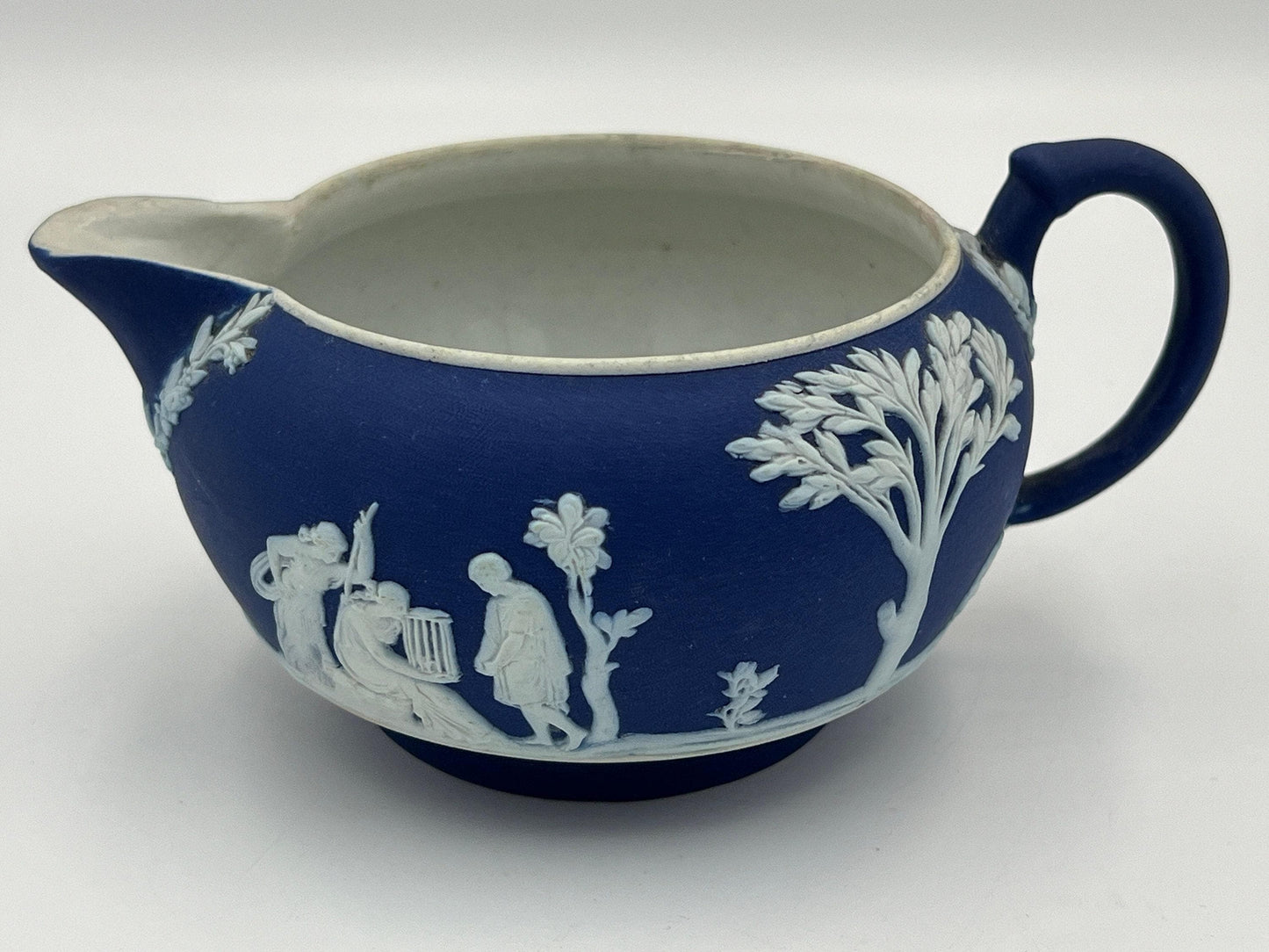 Navy Jasperware Sugar Bowl & Creamer: Antique Wedgwood Tea Set