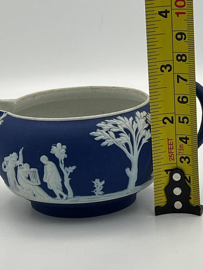 Navy Jasperware Sugar Bowl & Creamer: Antique Wedgwood Tea Set