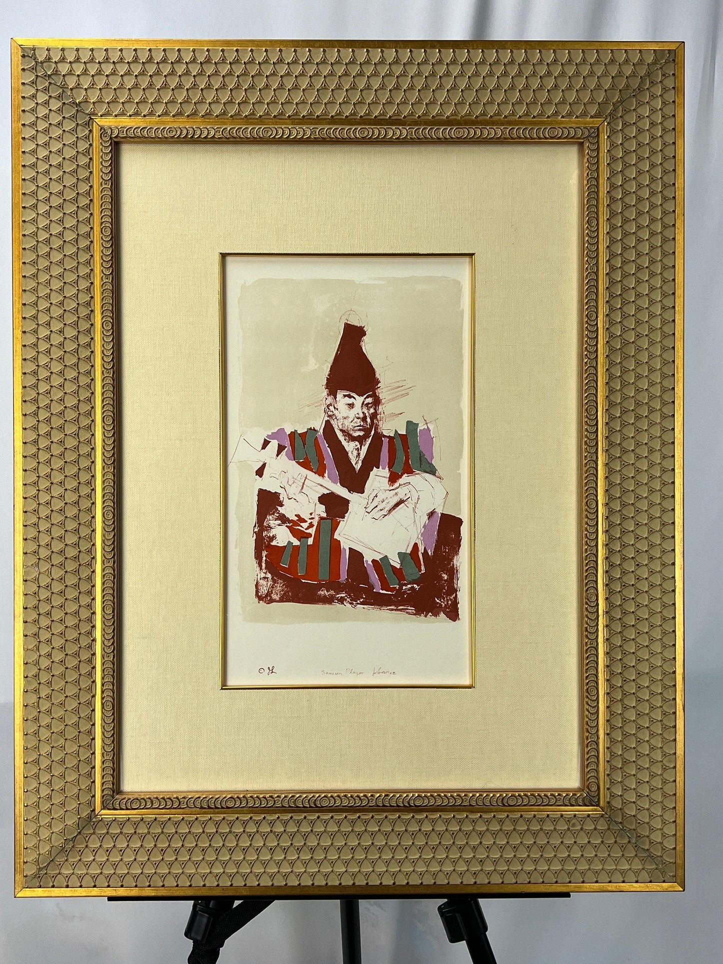 Signed 1970 Jack Levine Lithograph Shamisen Player