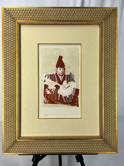 Signed 1970 Jack Levine Lithograph Shamisen Player