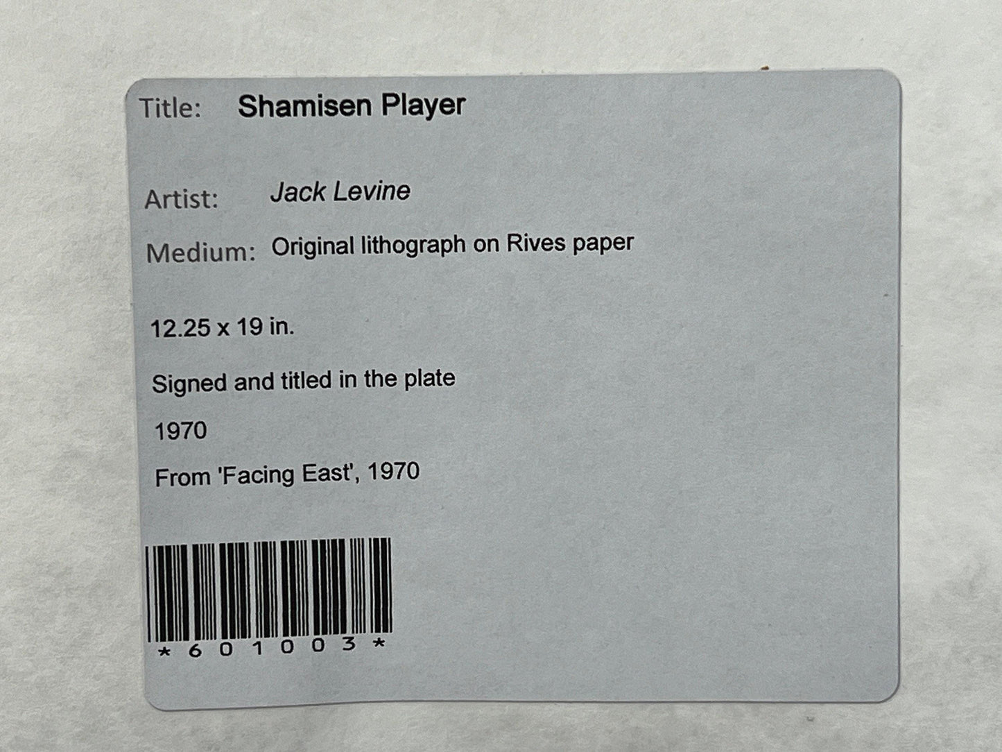Signed 1970 Jack Levine Lithograph Shamisen Player