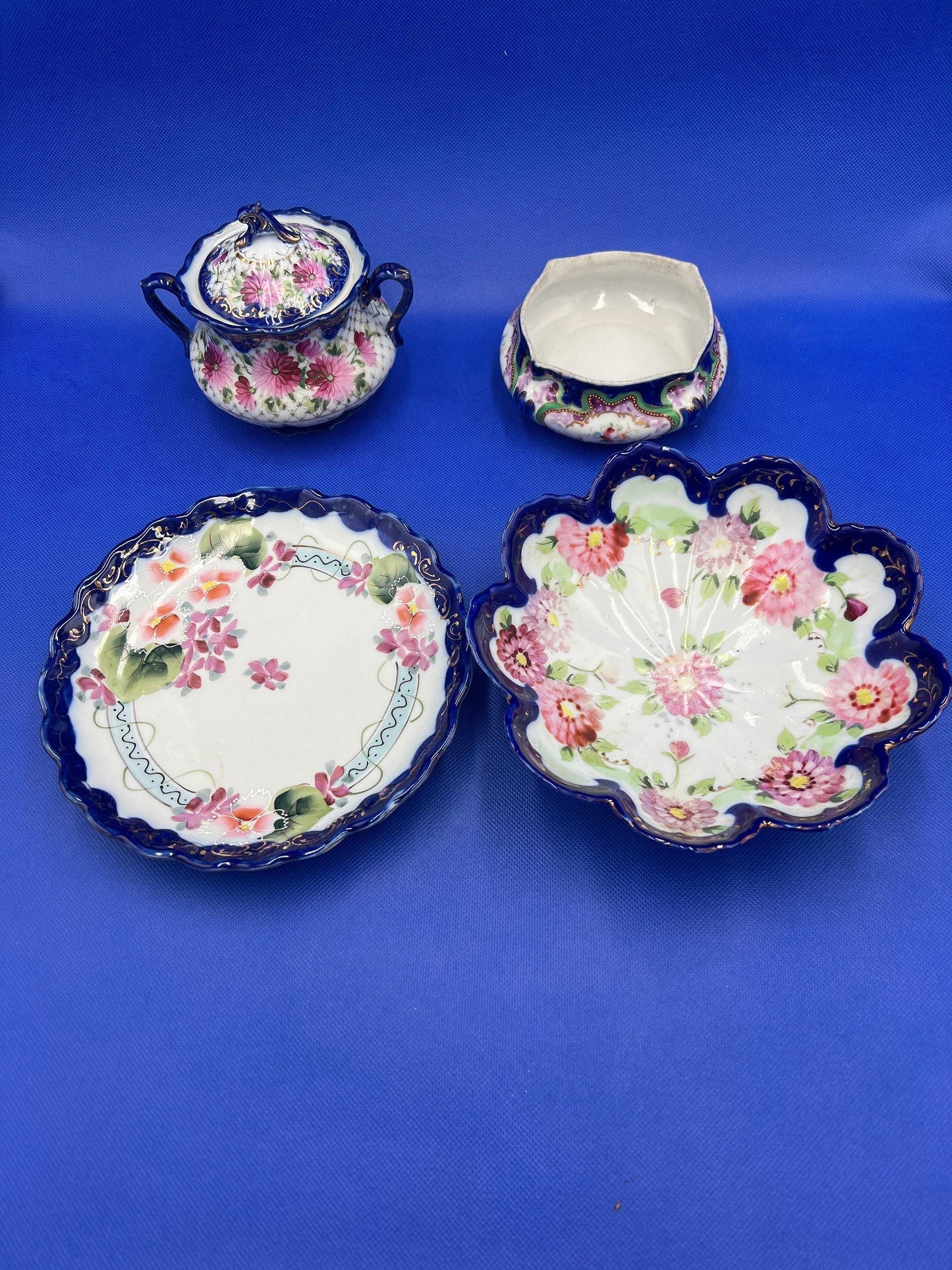 Vintage Nippon Ceramic Set - Plate, Covered Bowl, and Two Serving Dishes