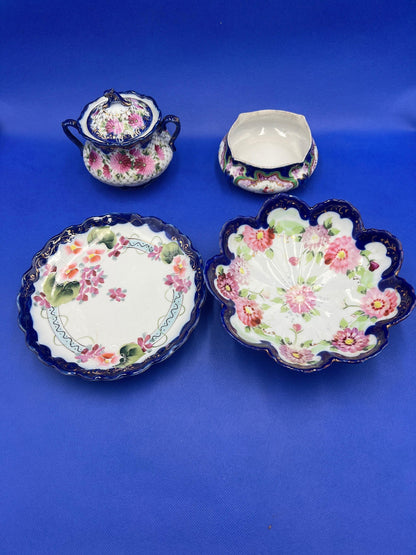 Vintage Nippon Ceramic Set - Plate, Covered Bowl, and Two Serving Dishes
