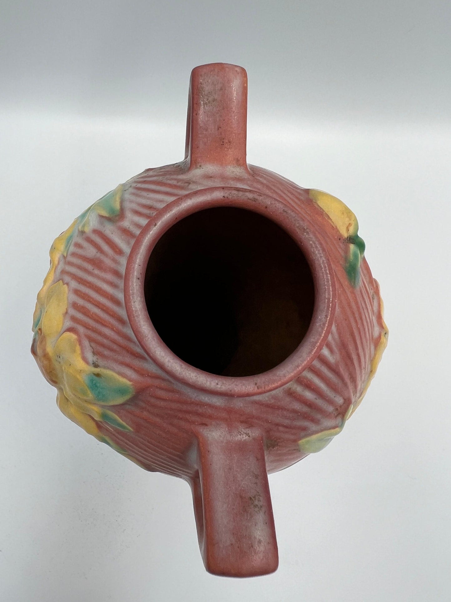 Roseville Pottery Vase: Pink Peony Floral Design 58-6