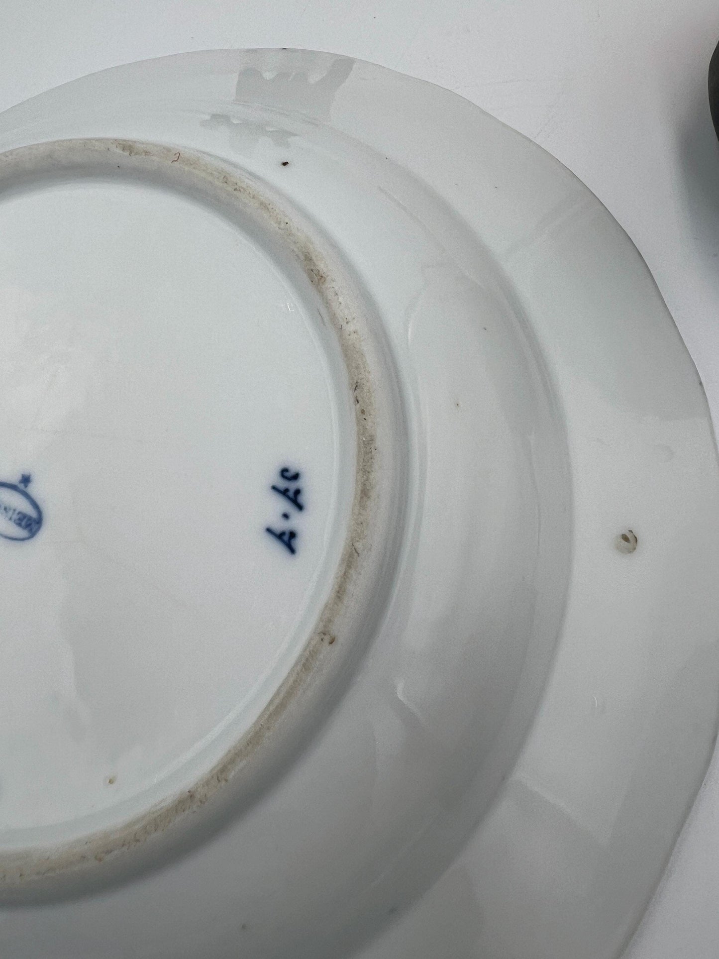 Meissen A Set Of Two Deep Plates Hand Painted Blue Onion, NO Swords, dated pre1880s