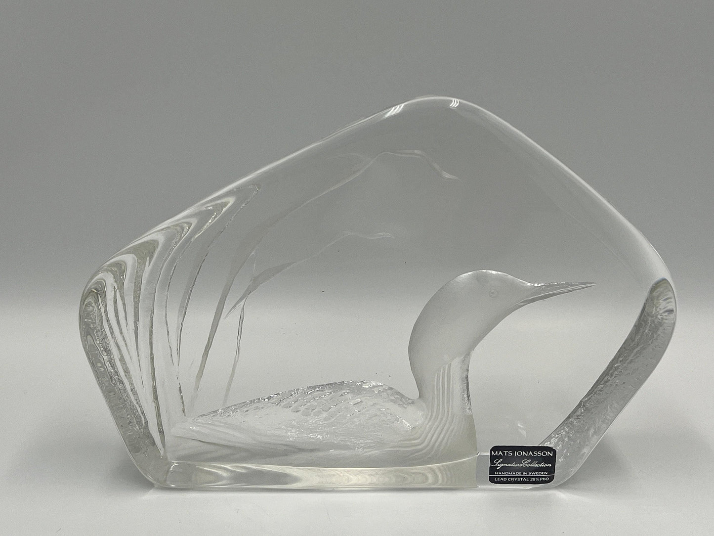 Mats Jonasson Signature Series Duck Mallard Crystal Glass Etching Art Paperweight