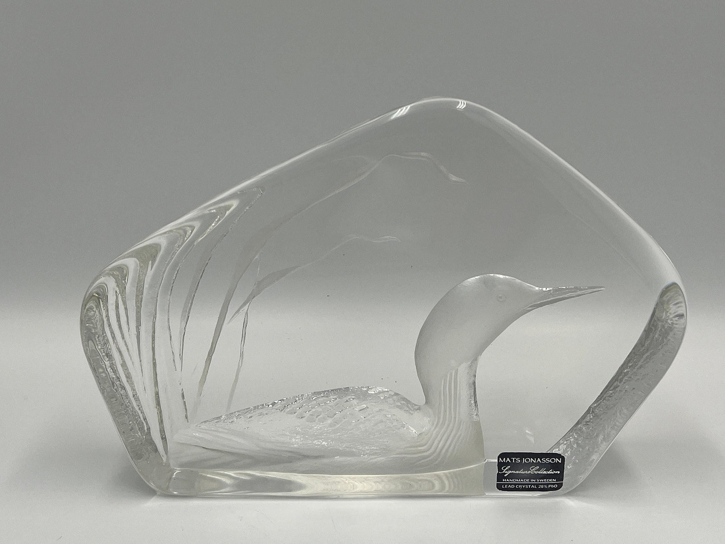 Mats Jonasson Signature Series Duck Mallard Crystal Glass Etching Art Paperweight