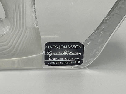 Mats Jonasson Signature Series Duck Mallard Crystal Glass Etching Art Paperweight