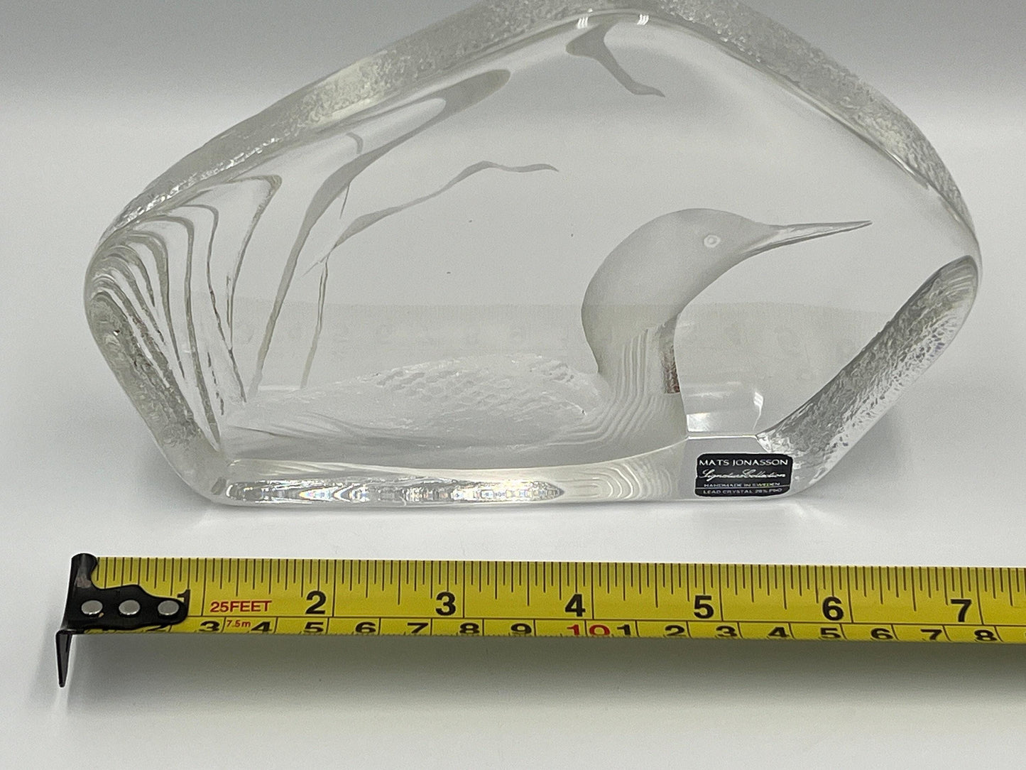 Mats Jonasson Signature Series Duck Mallard Crystal Glass Etching Art Paperweight