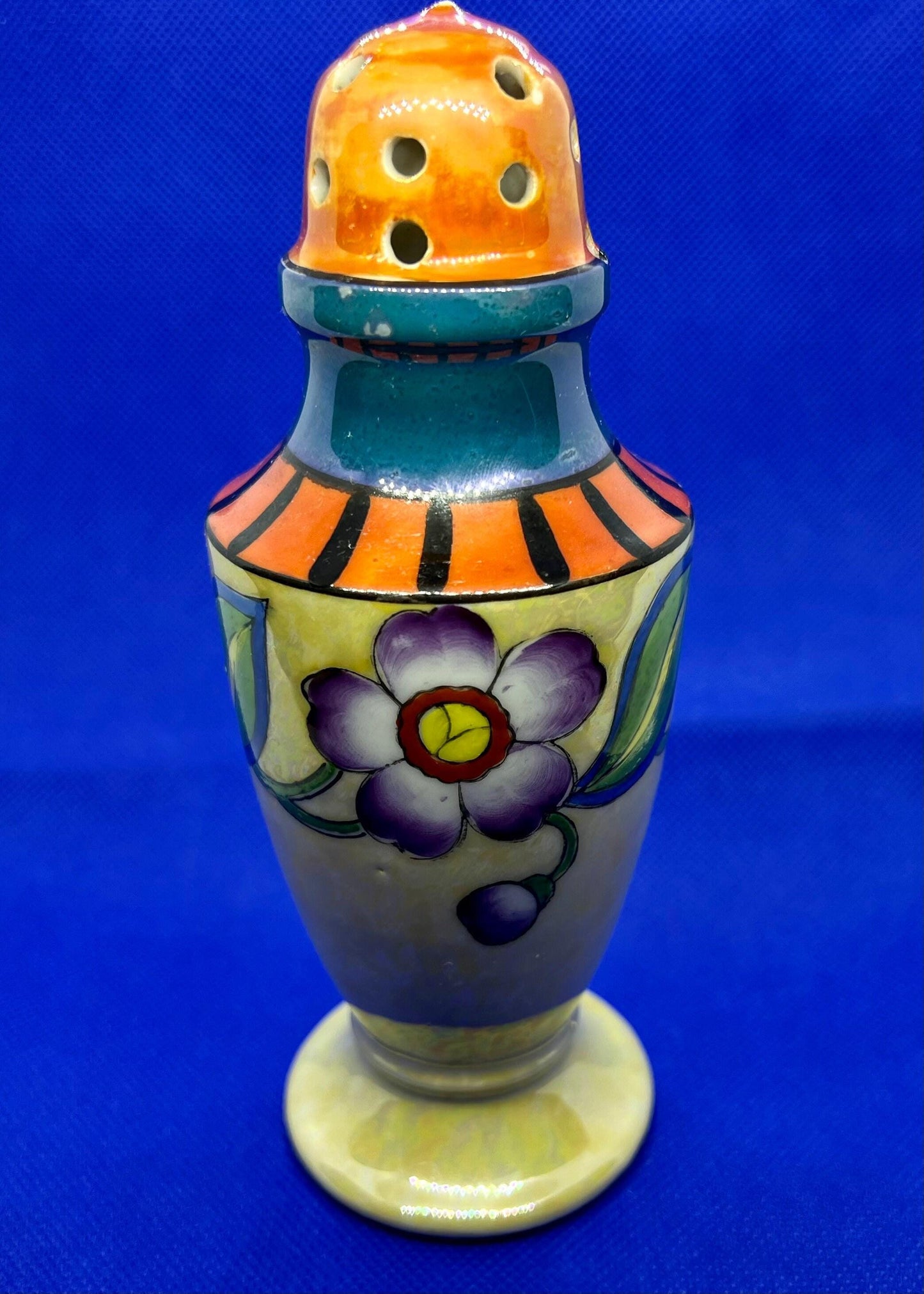 Vintage Lusterware Creamer Muffineer Sugar Shaker Set, Hand Painted in Japan