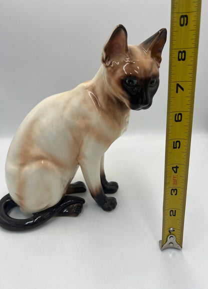 Siamese Cat Statue: Vintage Chocolate Point, Hand Painted