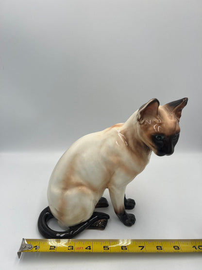 Siamese Cat Statue: Vintage Chocolate Point, Hand Painted