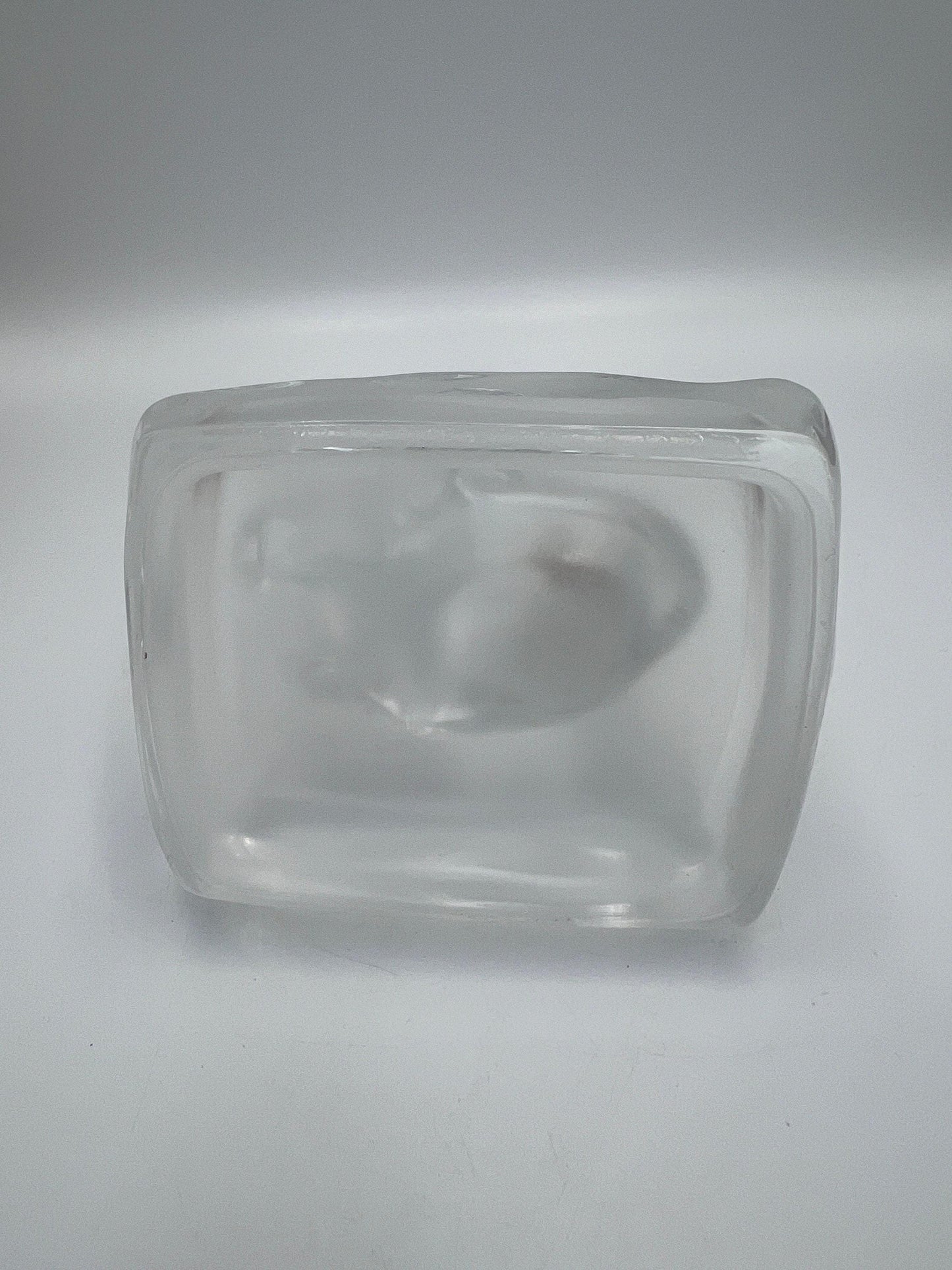 Clear Glass Cat Paperweight, Vintage Sitting Figurine (5" Tall)