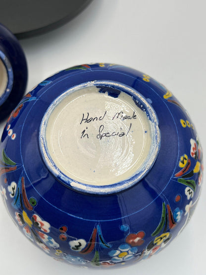 Hand Painted Ceramic Jar: Vibrant Colors, 9 Inch Lidded Pot