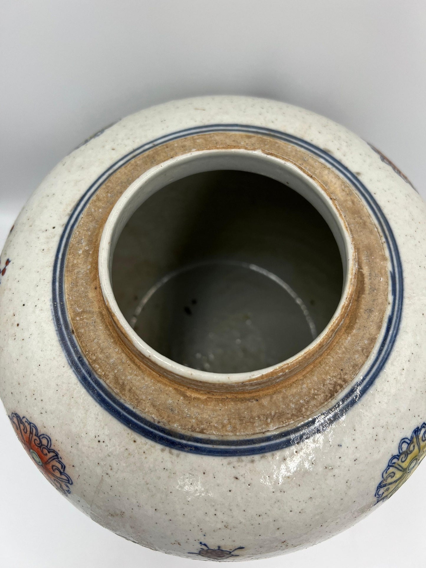 Blue and White Porcelain Jar: Jingdezhen Doucai Style (7" Height)