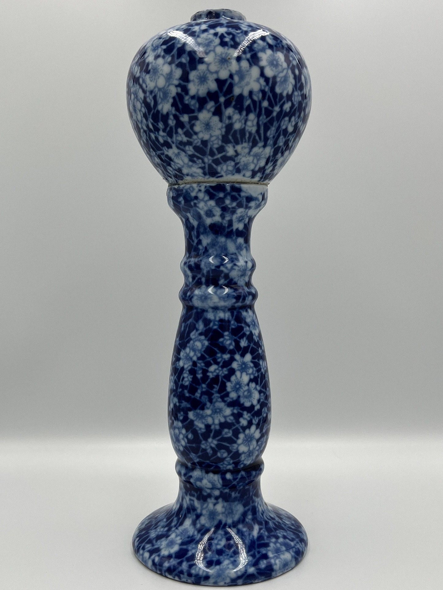 Floral Blue & White Ironstone Vase: Victoriaware Figural Sculpture