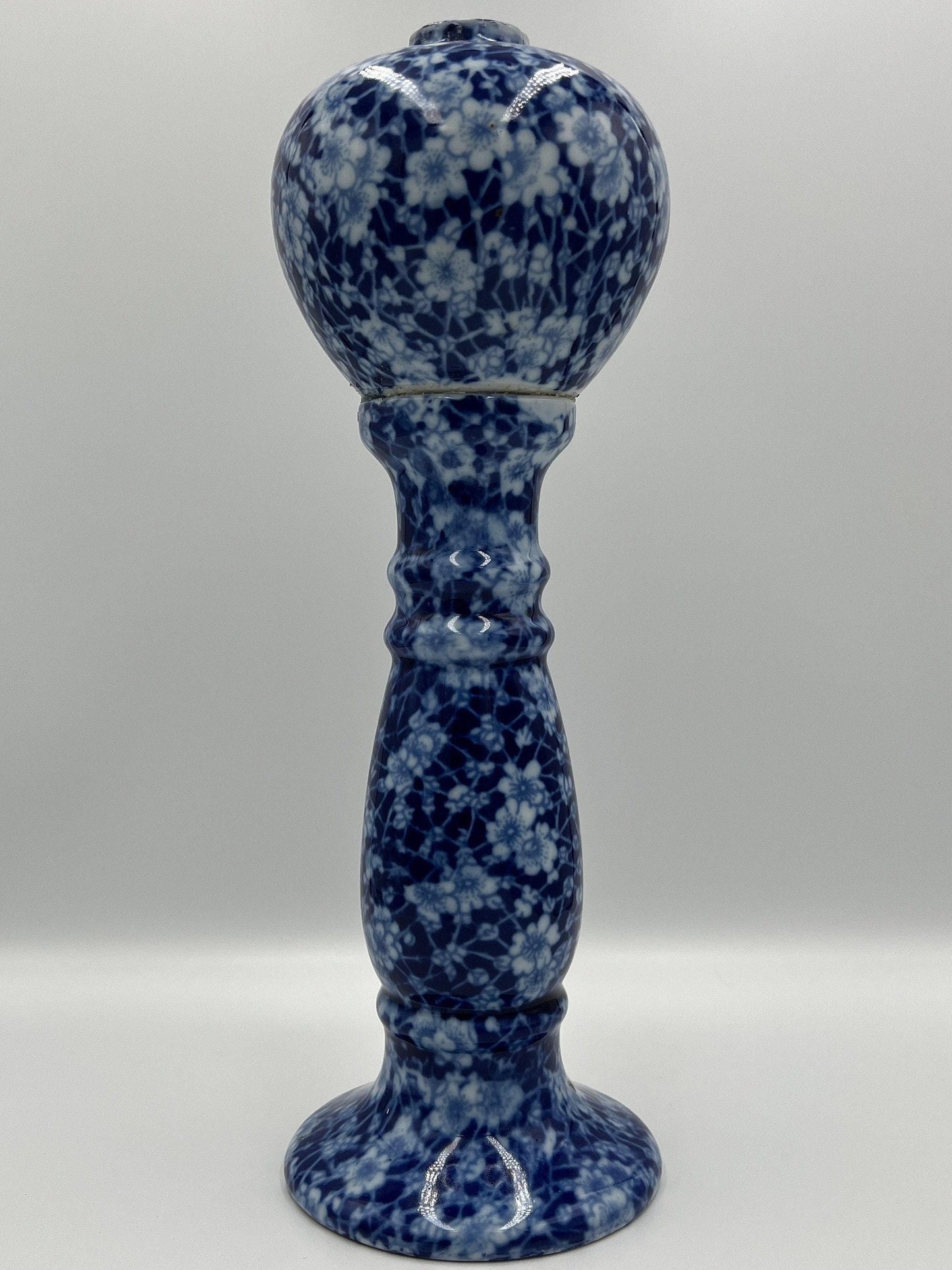Floral Blue & White Ironstone Vase: Victoriaware Figural Sculpture