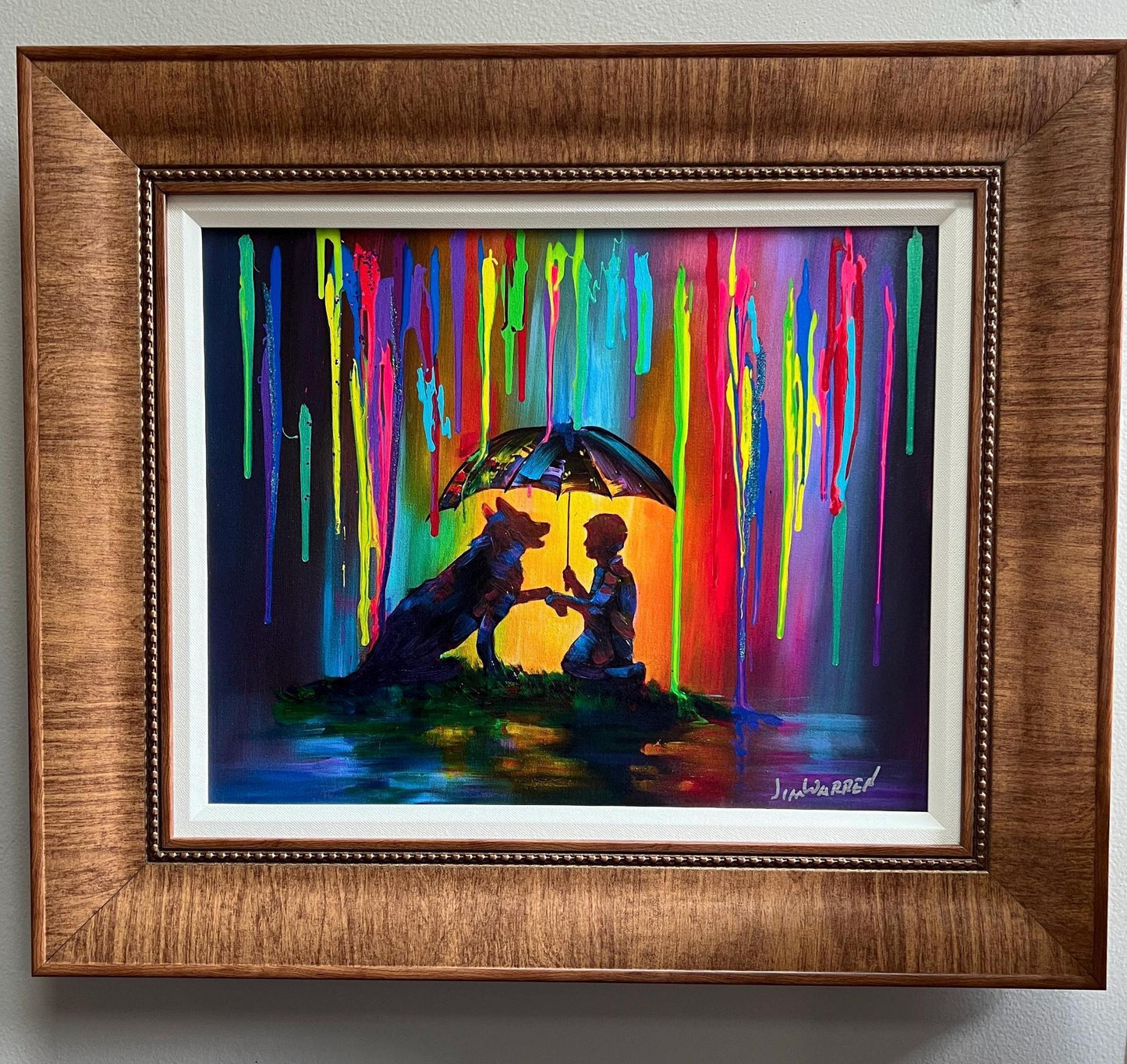 Embellished Giclee "A Boy and His Dog" by artist Jim Warren with COA