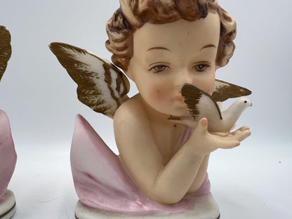 Vintage Angel Cherub Busts, Hand-Painted Victorian Style (Pair, 4.75")