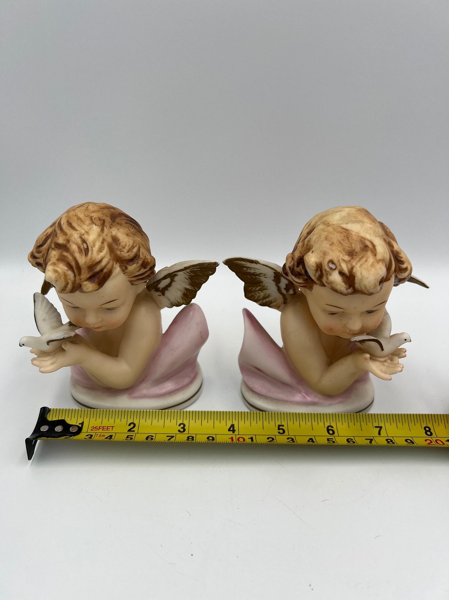 Vintage Angel Cherub Busts, Hand-Painted Victorian Style (Pair, 4.75")