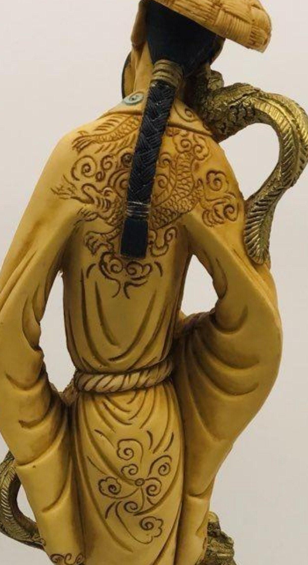 Asian Man sculpture 19" tall and beautiful detail!