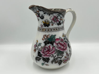 Jedoo Ironstone Pitcher Vase: Small Blue Floral Design, England