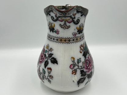 Jedoo Ironstone Pitcher Vase: Small Blue Floral Design, England
