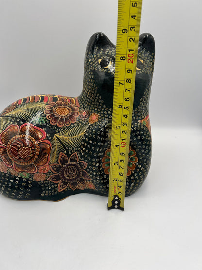 Mid Century Modern Ceramic Cat: Hand Painted Japanese Figurine