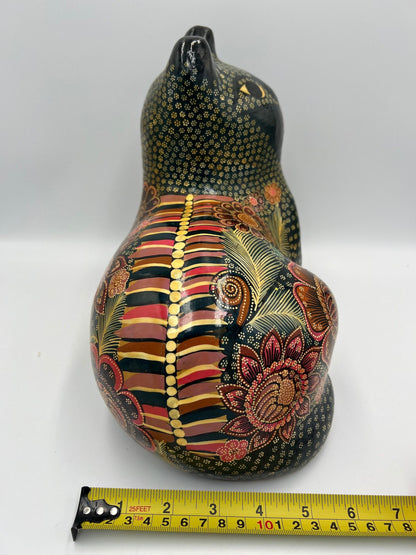 Mid Century Modern Ceramic Cat: Hand Painted Japanese Figurine