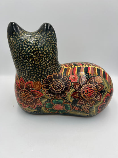 Mid Century Modern Ceramic Cat: Hand Painted Japanese Figurine