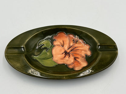 Vintage Moorcroft Blue Dish & Green Ashtray Hibiscus Flower