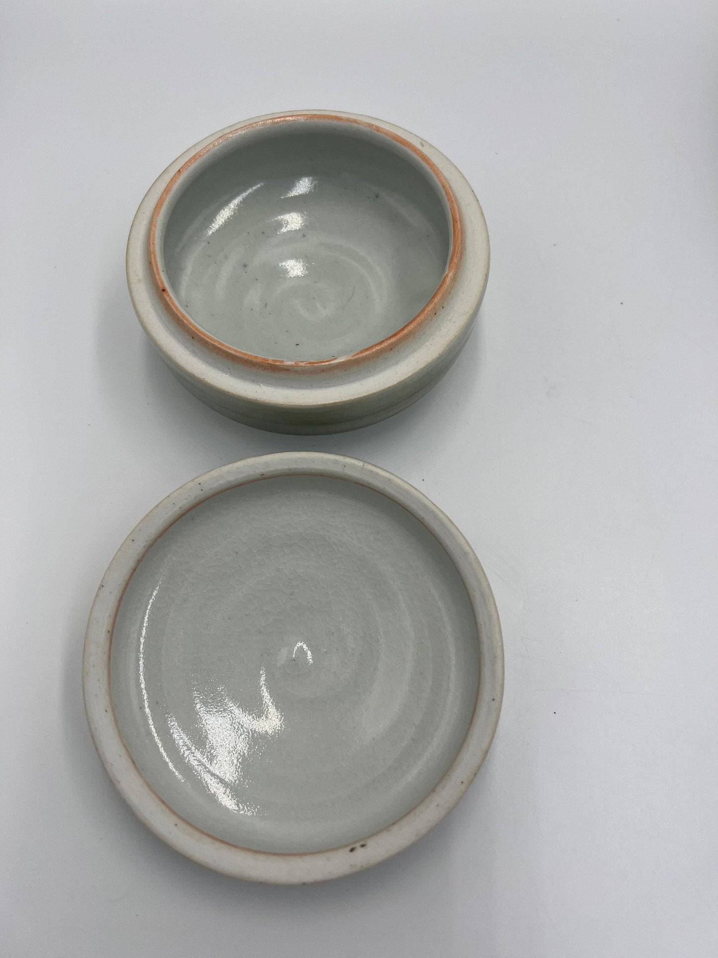 Trinket Dishes: Vintage Floral Pottery - Green White and Brown Blue