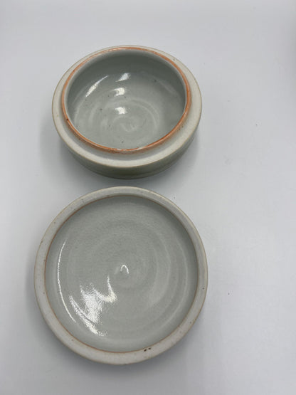 Trinket Dishes: Vintage Floral Pottery - Green White and Brown Blue