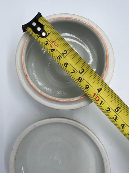 Trinket Dishes: Vintage Floral Pottery - Green White and Brown Blue