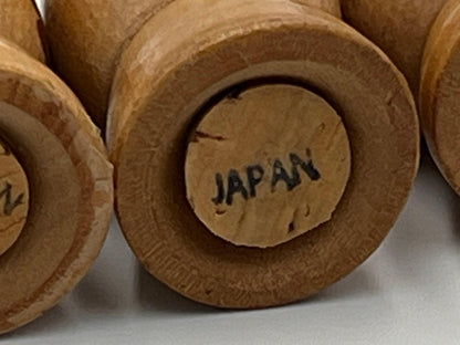 Salt and Pepper Shakers: 1950s Japanese Mini Wood Set - Hand Painted