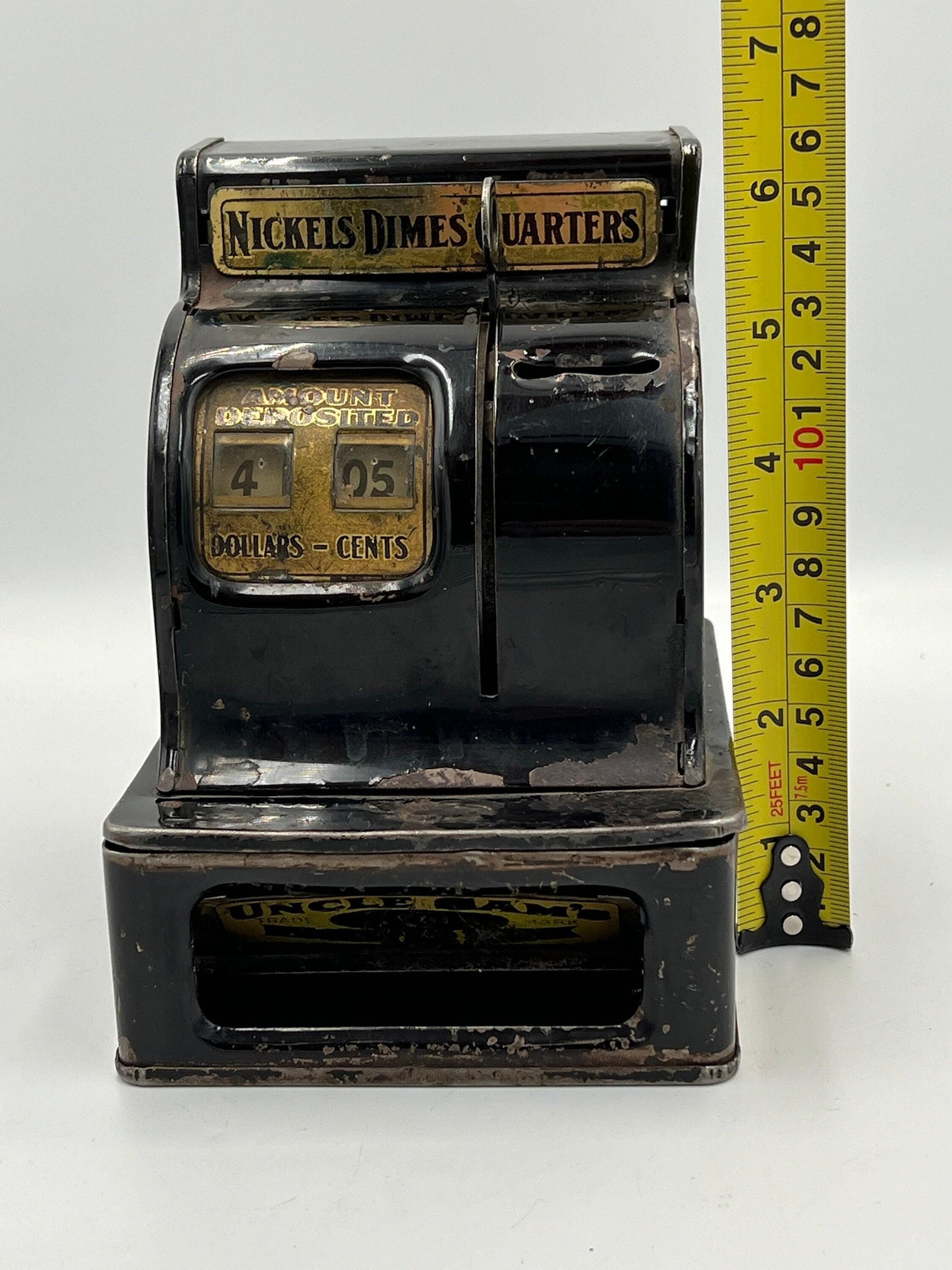 Uncle Sam Register Bank: Retro Black Metal - Vintage Coin Holder