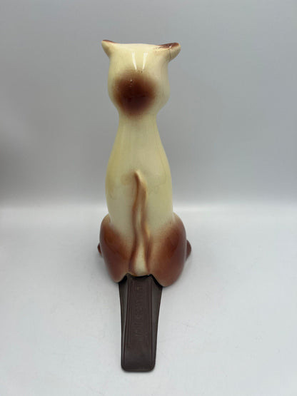 Siamese Cat Door Stop: Mid Century Modern Glazed Ceramic