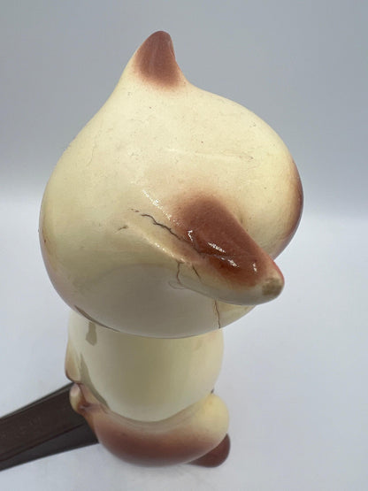 Siamese Cat Door Stop: Mid Century Modern Glazed Ceramic