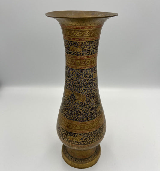 Vintage 10-Inch Handmade Brass Vase