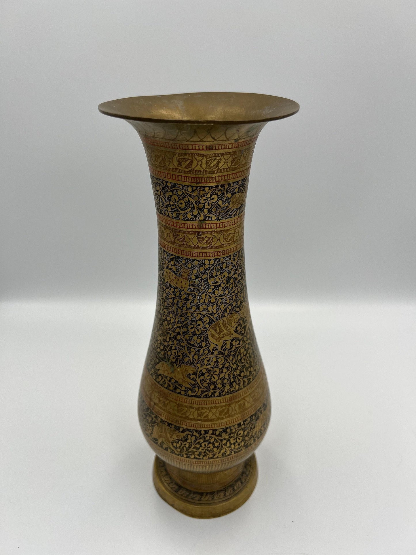 Vintage Brass Vase, Rustic Shape (10" Tall, Handmade)