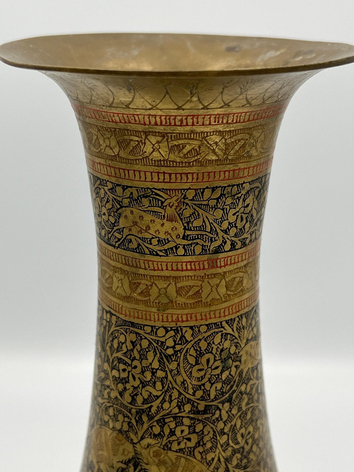 Vintage Brass Vase, Rustic Shape (10" Tall, Handmade)